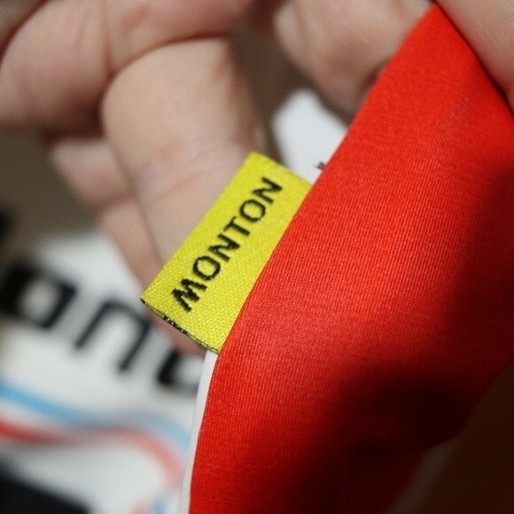 Monton Sports Cycling Bib Shorts Red White & Blue Logo Spellout XL - Picture 11 of 14